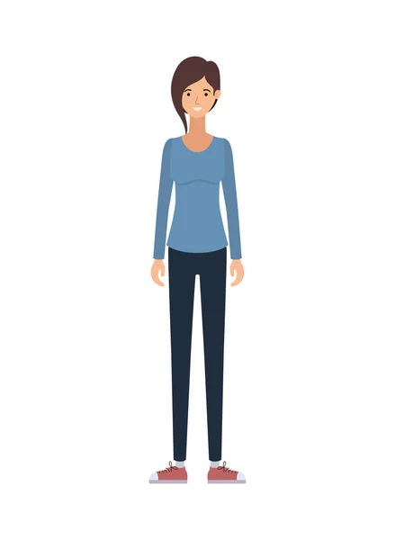 Ung kvinde i hvid baggrund avatar karakter – Stock-vektor