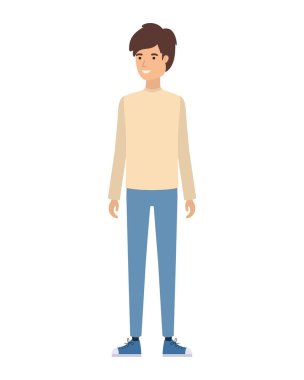 Beyaz arka plan karakterli genç adam