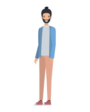 Beyaz arka plan karakterli genç adam