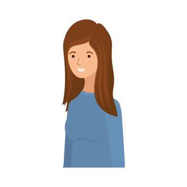 Beyaz arka plan karakterli genç bir kadın.