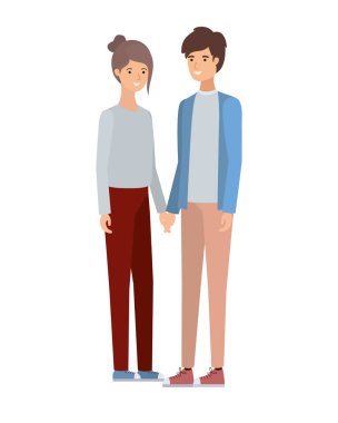 beyaz arka plan avatar karakteri genç çift