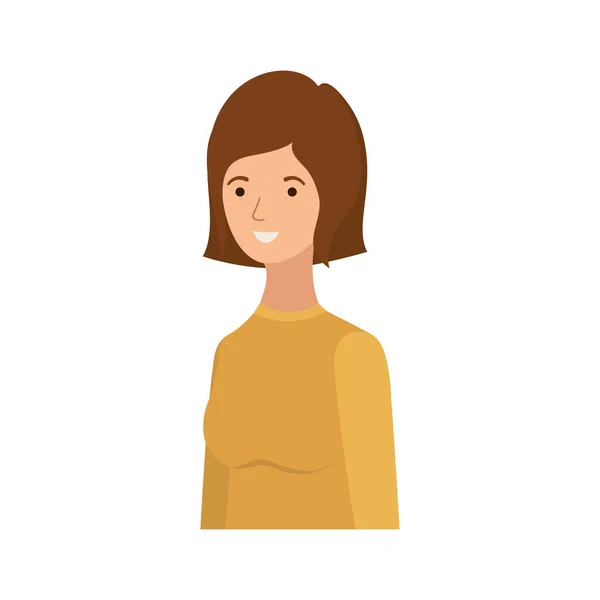 Ung kvinna i vit bakgrund avatar karaktär — Stock vektor