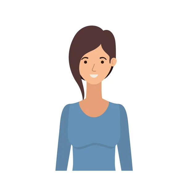 Mladá žena v bílém pozadí avatar charakter — Stockový vektor