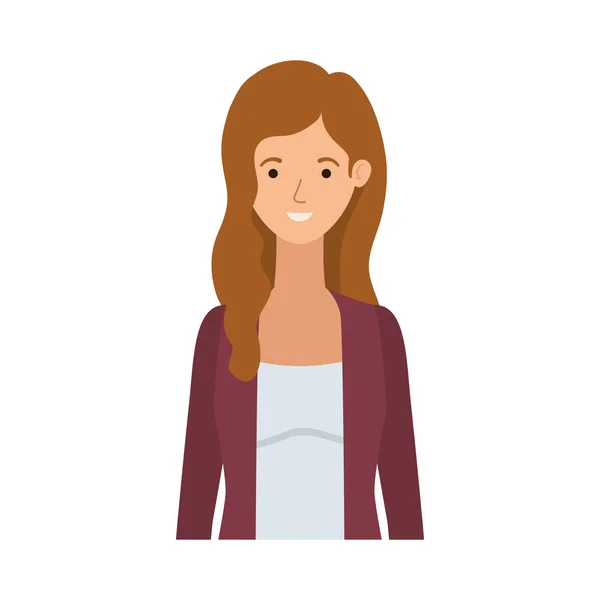 Young woman in white background avatar character — 스톡 벡터