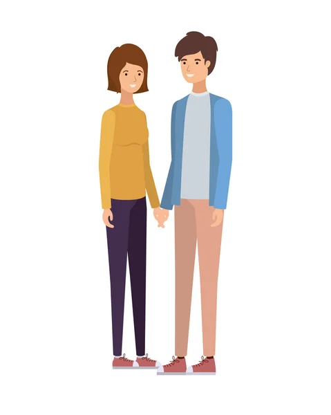 Νεαρό ζευγάρι σε λευκό φόντο χαρακτήρα avatar — Διανυσματικό Αρχείο