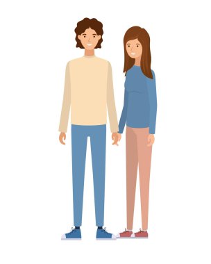 beyaz arka plan avatar karakteri genç çift