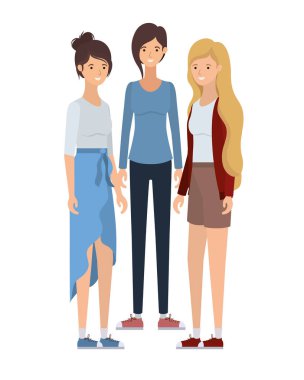 beyaz arka plan avatar karakteri genç kadınlar