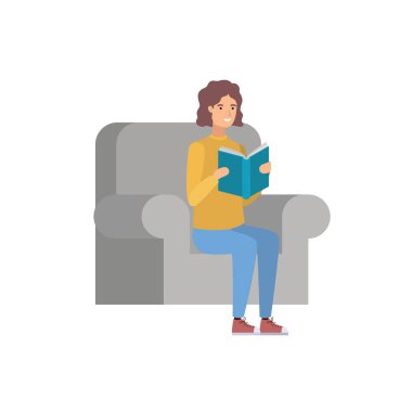 elinde kitap ile sandalyede oturan adam