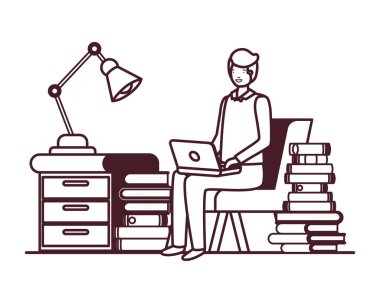 beyaz arka plan ile iş ofisinde oturan adam