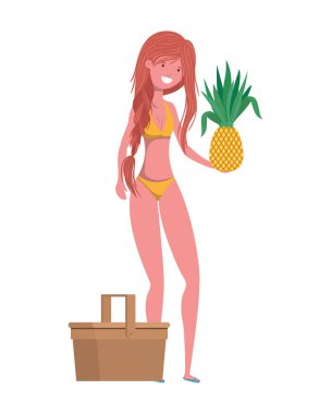 Mayolu ve ananaslı bir kadın.