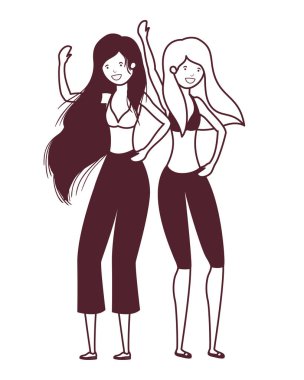 beyaz arka planda mayo ile kadınların silueti