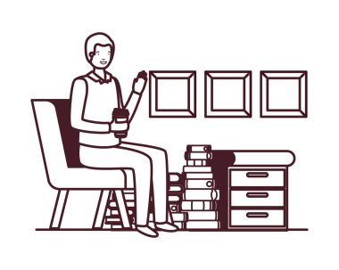 beyaz arka plan ile iş ofisinde oturan adam