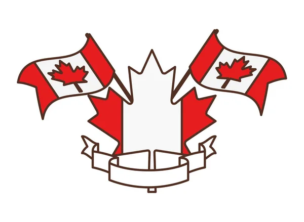 Bandeira de folha de bordo e design de símbolo de canadá — Vetor de Stock