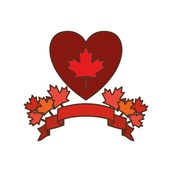 Maple leaf heart and canada symbol design — Stock Vector