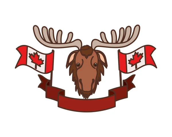 Лосиное лесное животное канадского дизайна — стоковый вектор