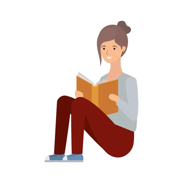 Woman sitting with book in hands — Stock vektor