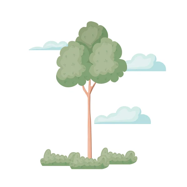 Landschap met bomen en planten geïsoleerd pictogram — Stockvector