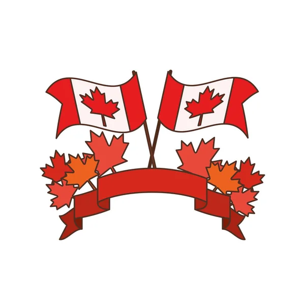 Maple Leaf vlag en Canada symbool ontwerp — Stockvector