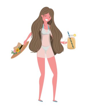 Mayolu kadın ve bardaklı ferahlatıcı içecek.