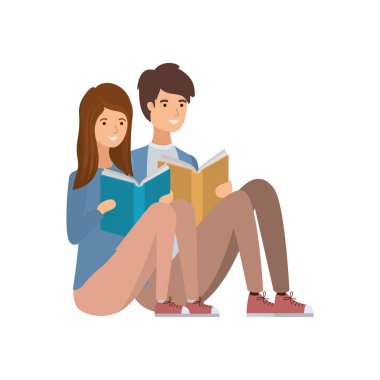 elinde kitap ile oturan çift