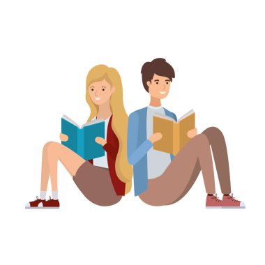 elinde kitap ile oturan çift