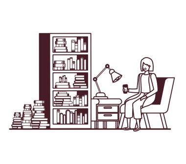 beyaz arka plan ile iş ofisinde oturan kadın