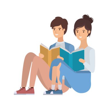 elinde kitap ile oturan çift
