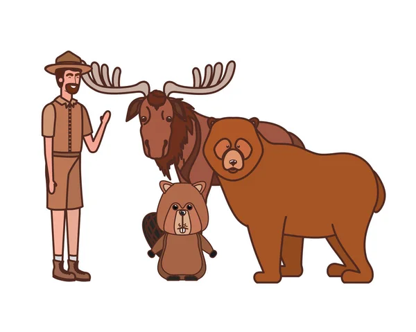 Orman korucusu adam karikatür tasarımı — Stok Vektör