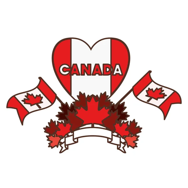 Maple Leaf hart en Canada symbool ontwerp — Stockvector