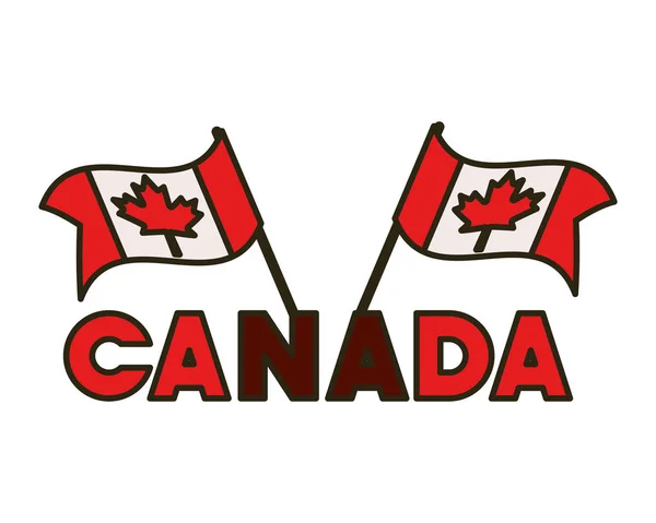 Maple Leaf vlag en Canada symbool ontwerp — Stockvector