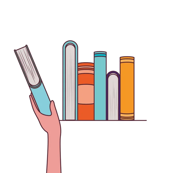 Ομάδα βιβλίων και σχεδιασμού χεριών — Διανυσματικό Αρχείο