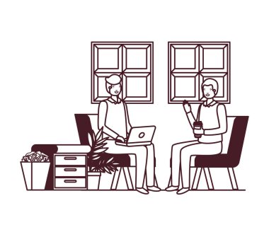 beyaz arka plan ile iş ofisinde oturan erkekler