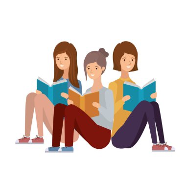 elinde kitap ile oturan kadınlar