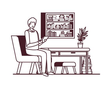 beyaz arka plan ile iş ofisinde oturan adam