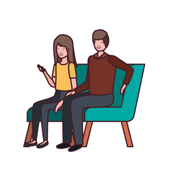 Couple with sitting in chair on white background — Stock Vector