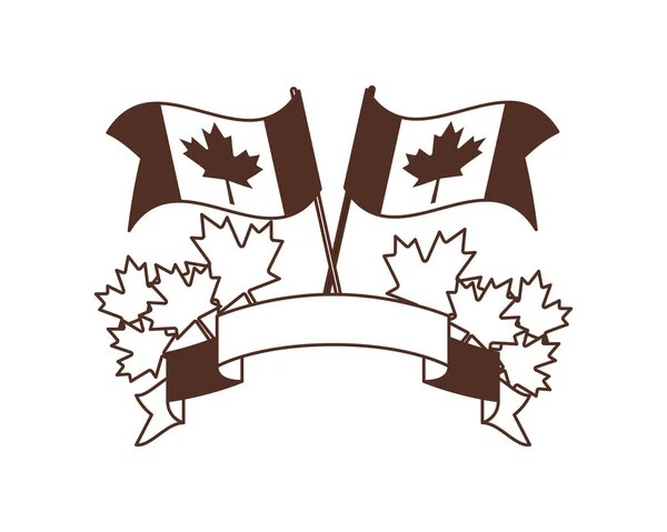 Bandera de hoja de arce y diseño de Canadá — Vector de stock