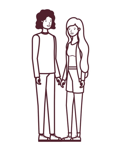 Silhouette de couple en fond blanc personnage — Image vectorielle