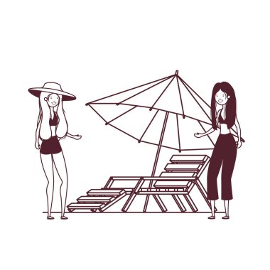 beyaz arka planda mayo ile kadınların silueti