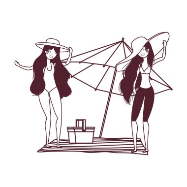 beyaz arka planda mayo ile kadınların silueti