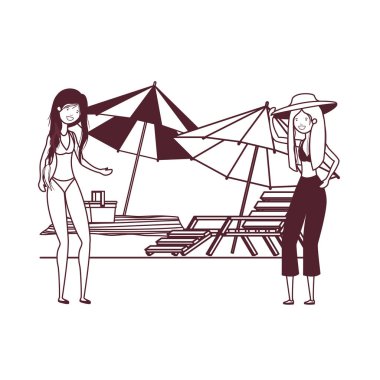 beyaz arka planda mayo ile kadınların silueti