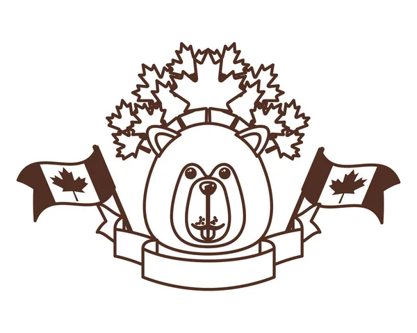 Бобровое лесное животное канадского дизайна — стоковый вектор