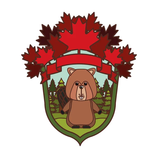 加拿大设计的海狸森林动物 — 图库矢量图片