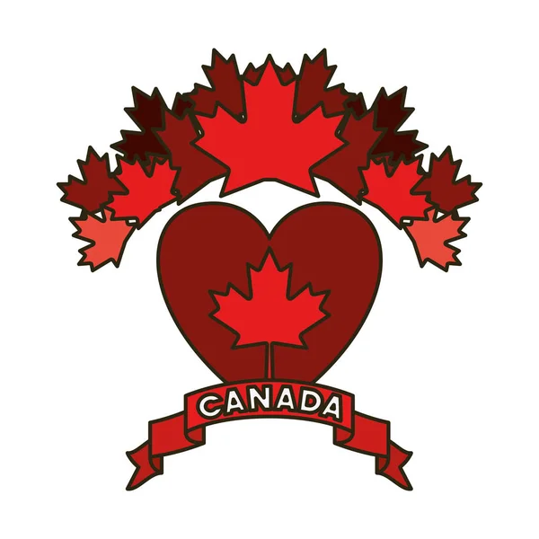 Maple leaf heart and canada symbol design — Stock Vector