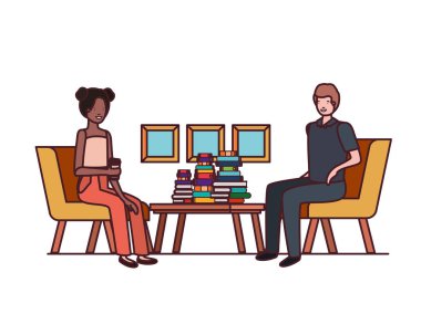 çift iş ofis avatar karakteri oturan