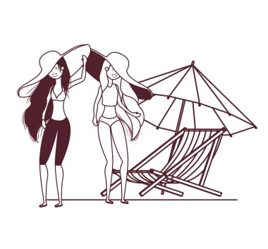 beyaz arka planda mayo ile kadınların silueti