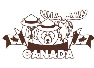 Moose kunduz ve kanada tasarım ayı hayvan