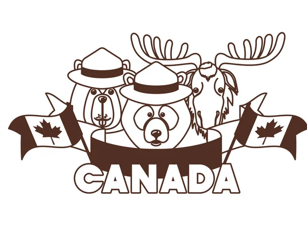 Castor d'orignal et ours animal de conception canada — Image vectorielle