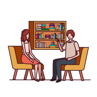 çift iş ofis avatar karakteri oturan