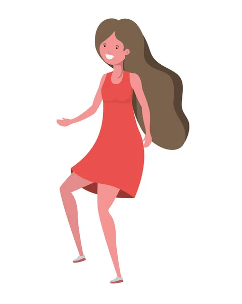 Mujer bailando en fondo blanco — Vector de stock