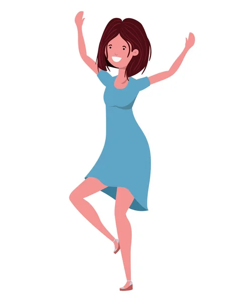 Dancing woman in white background — Stock Vector